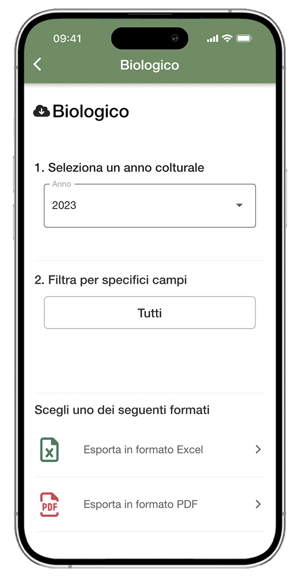 Esportazione documentazione per BIO e GlobalGAP via app - xFarm