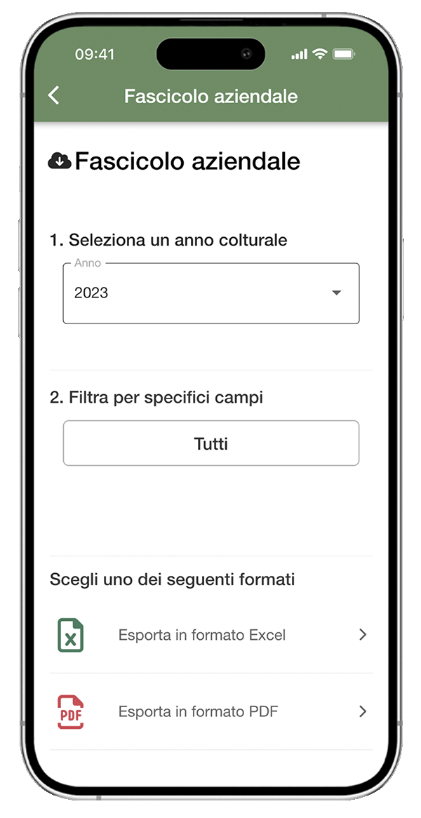Esportare documentazione agricola via app smartphone - xFarm