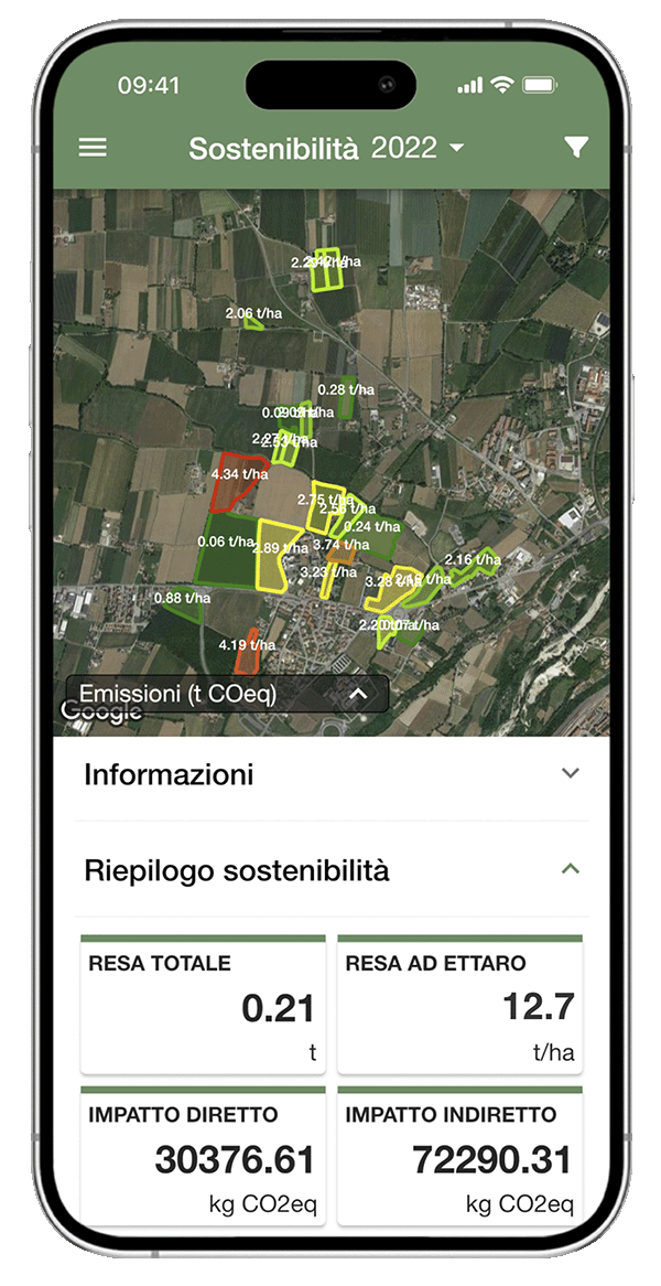 Monitoraggio sostenibilità agricola azienda tramite app xFarm