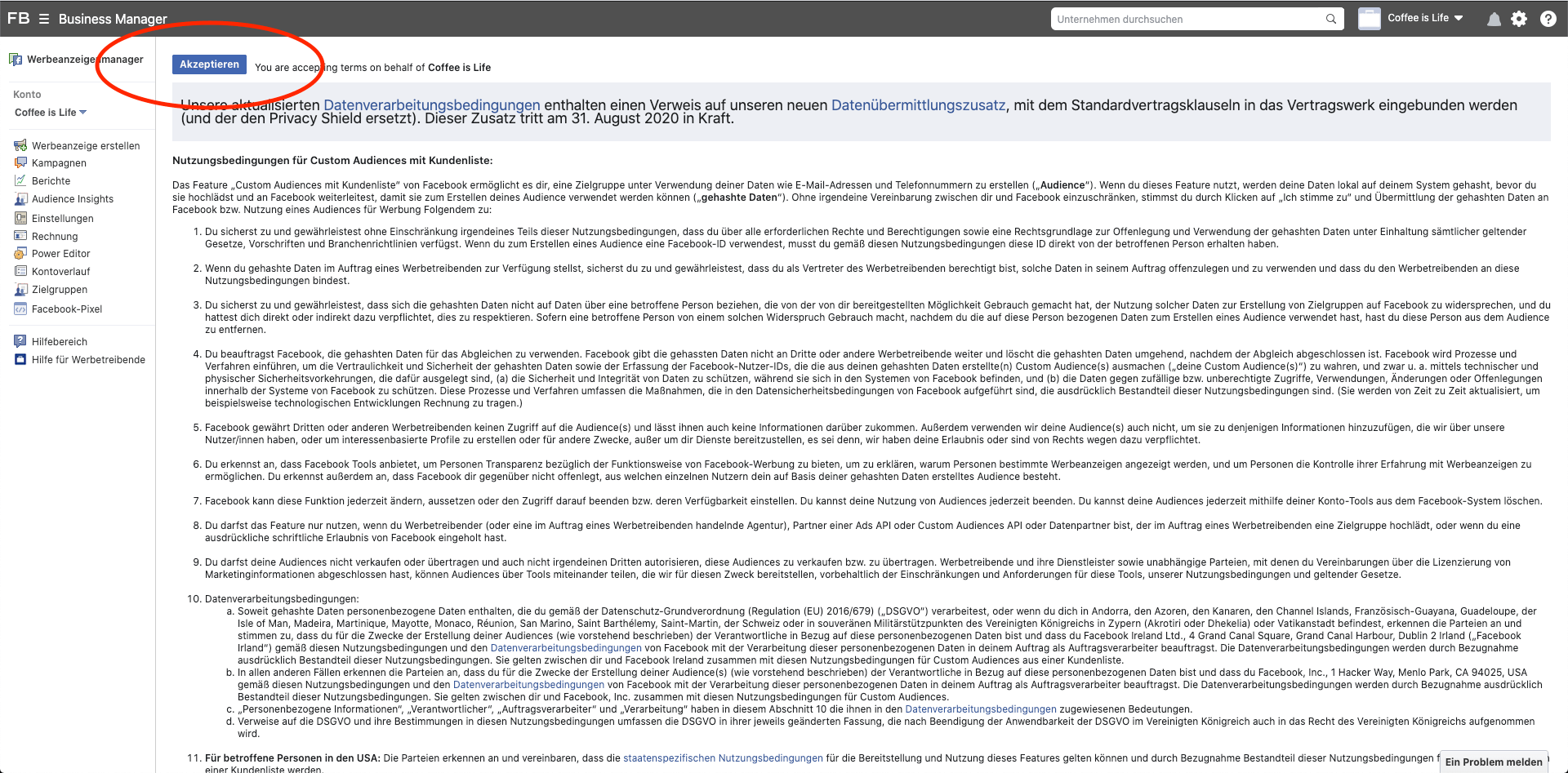 Facebook Nutzungsbedingungen