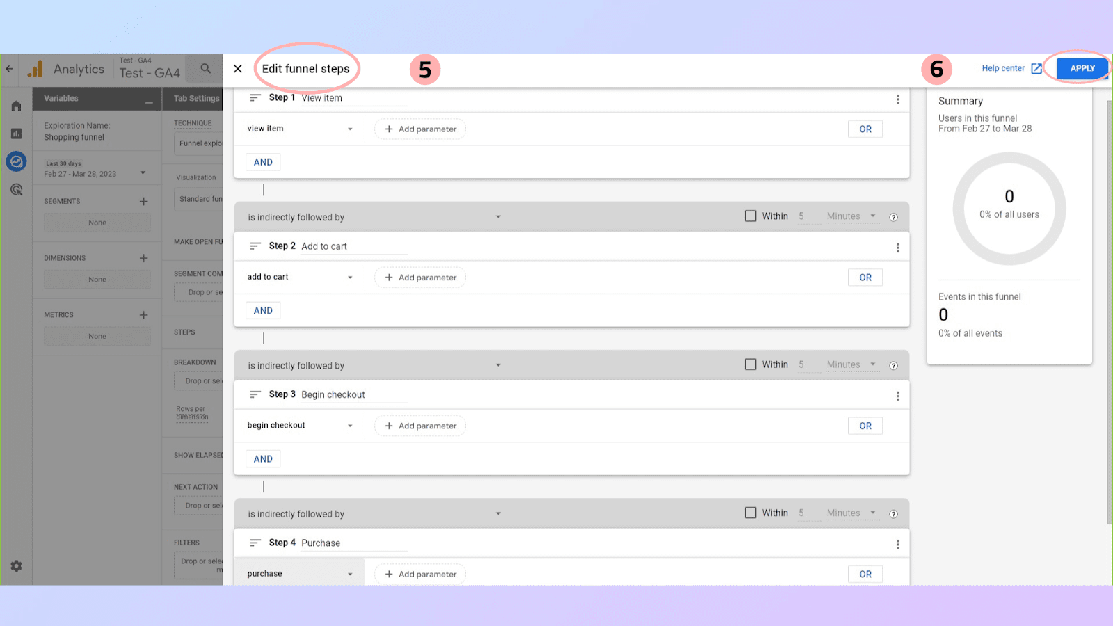 Edit the funnel steps