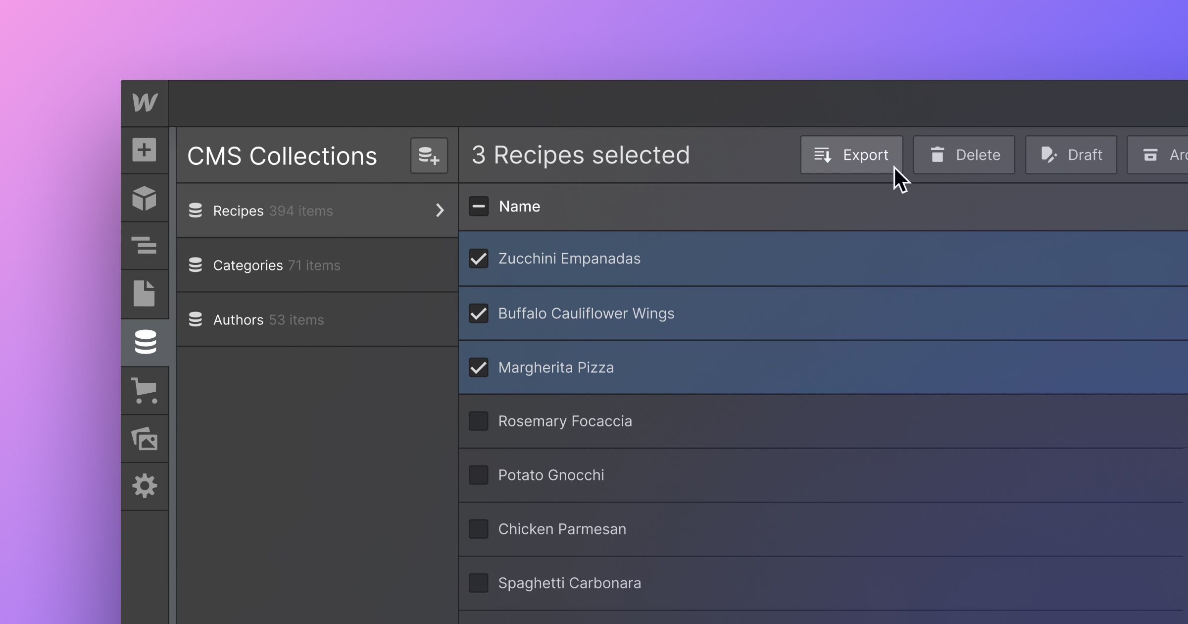 Easily manage and update large CMS Collections | Webflow Features