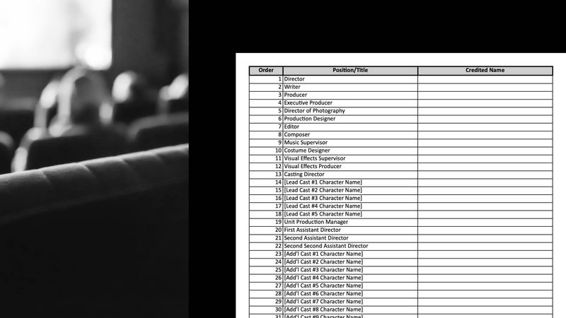 Download the Film Credits Template | Wrapbook