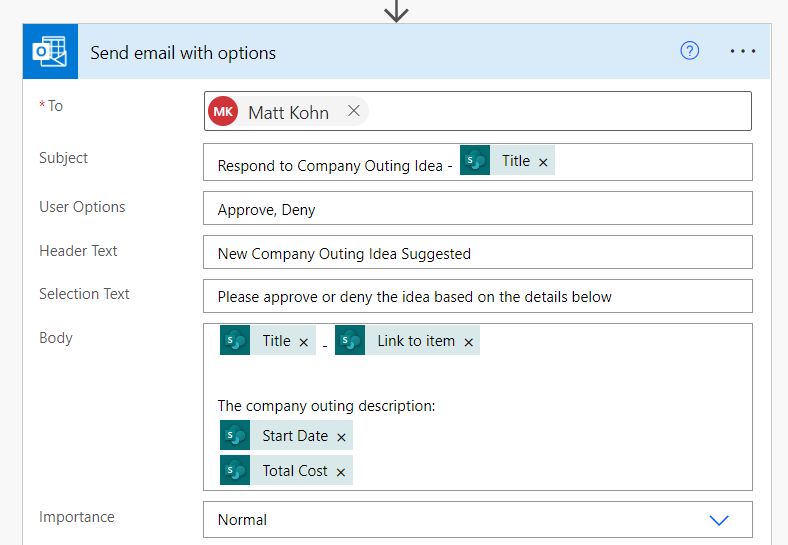 Send Email with Options Configuration