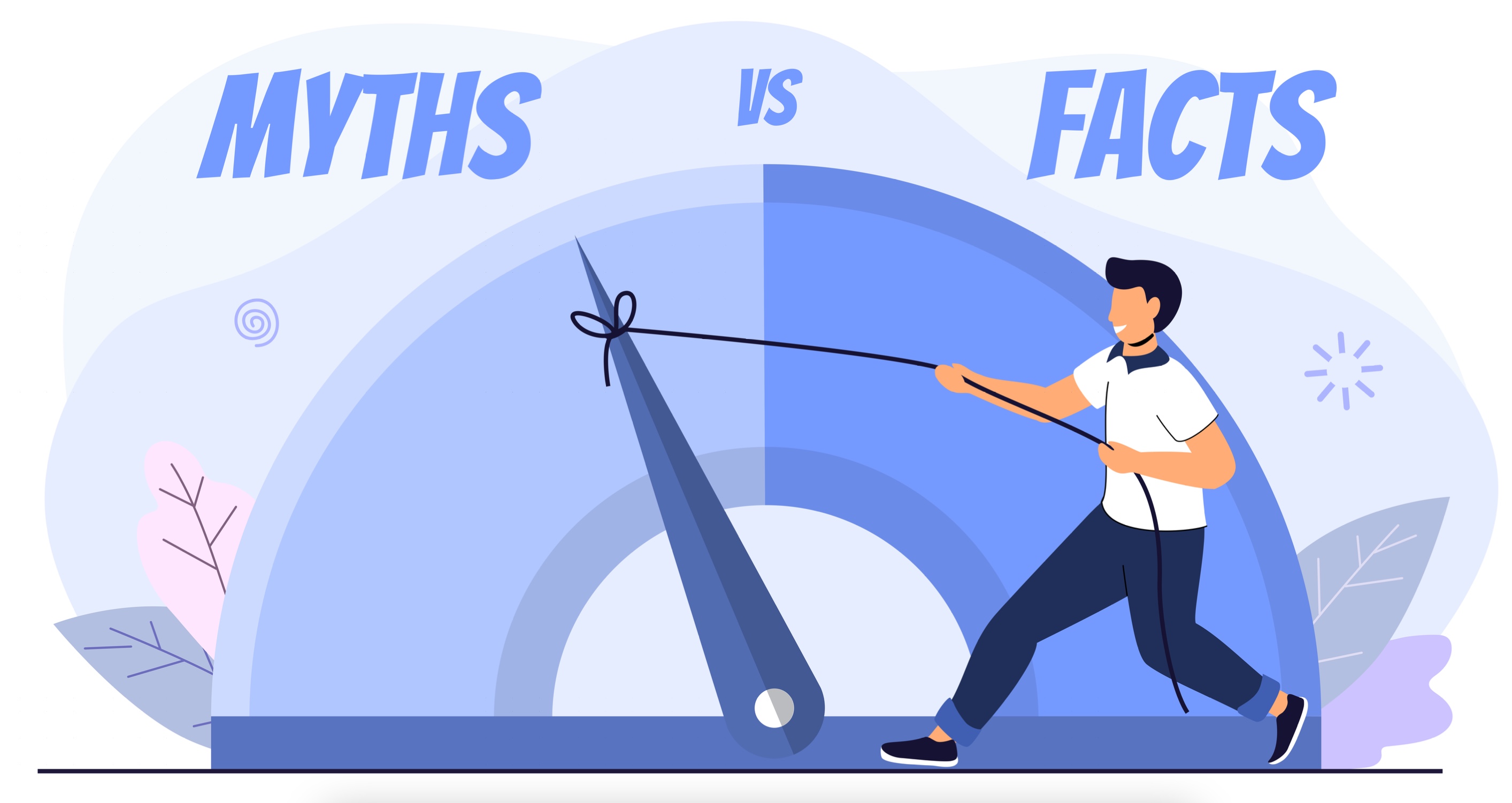 Cartoon imagery of Myth vs Fact Meter.