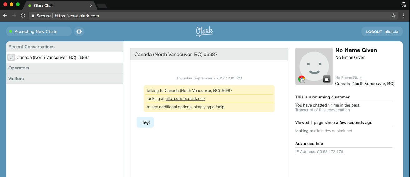 location of visitors in visitor list