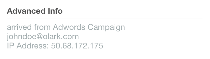 Information in advanced info