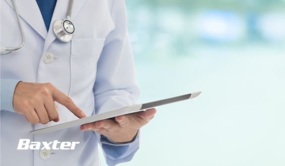 A doctor using a tablet