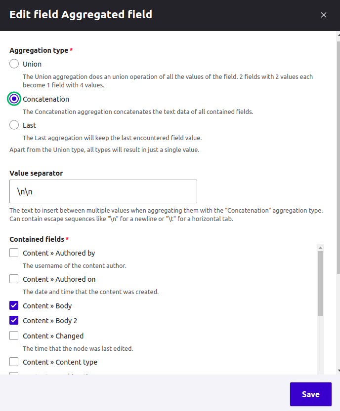 aggregated field