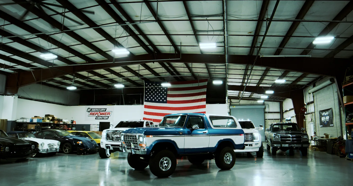 pickup trucks displayed at the bigg boy auto and marine shop
