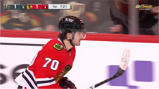 Screenshot of a whitebalance processed NBA clip of a player standing with a micset