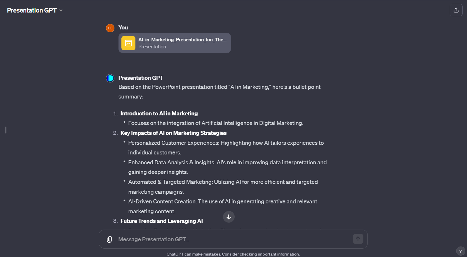 presentation ai like chat gpt
