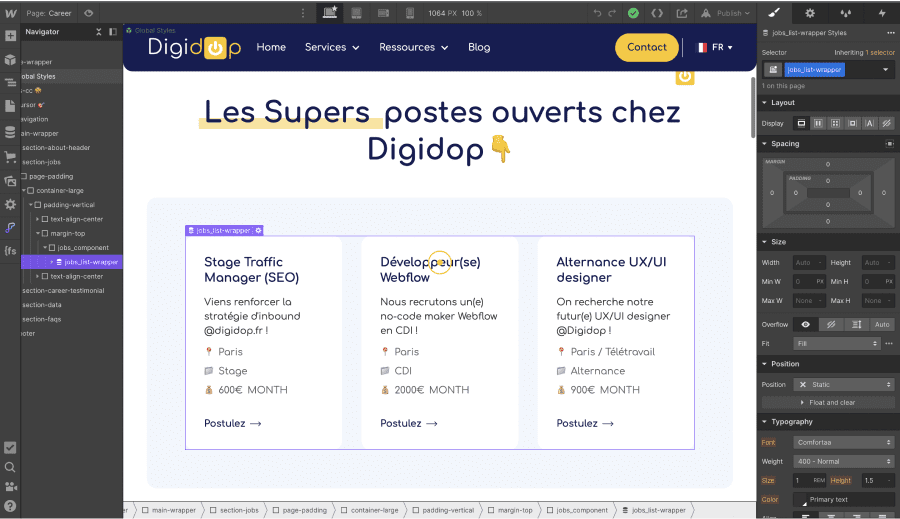Static Webflow page with integrated collection
