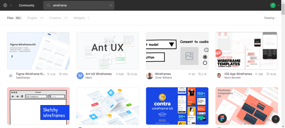 Wireframe search result on figma community