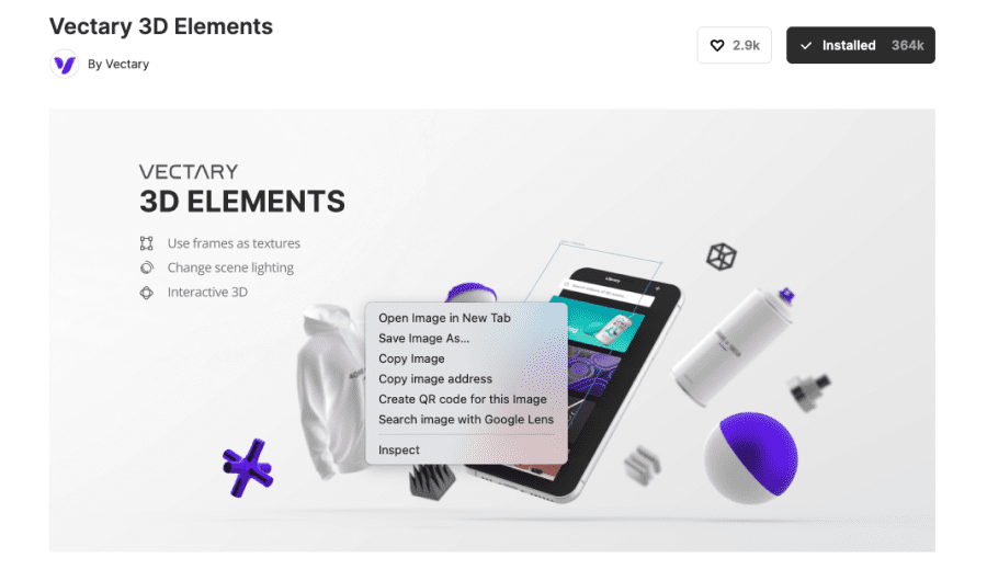 image of the figma vectory 3d element plugin