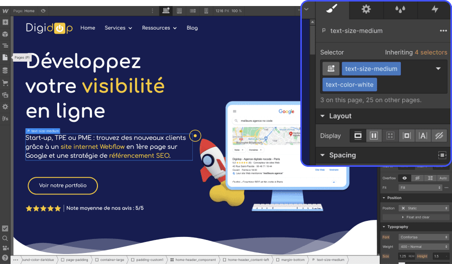 Webflow class and combo class