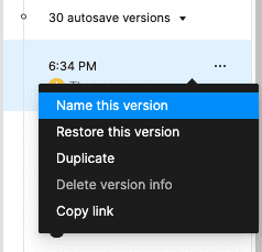 screenshot of the functionality to restore a figma file