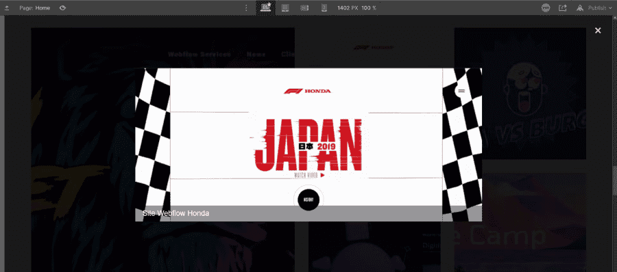 Example of an open lightbox with image and description