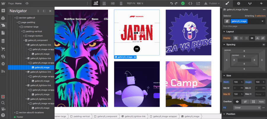 Cover image of closed lightbox in Webflow