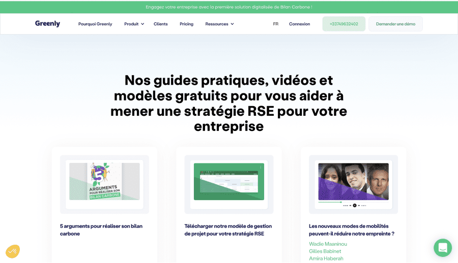 Greenly resource page without filtering