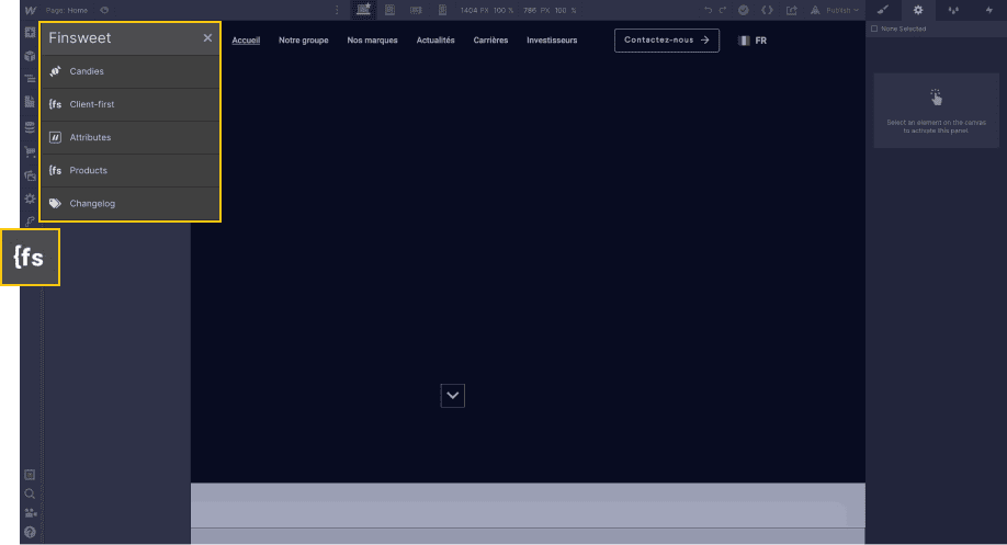 Finsweet chrome extension for Webflow