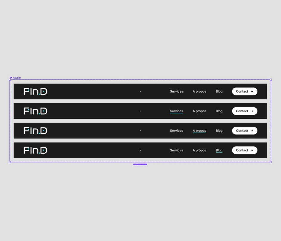 Image of a nav bar component in Figma