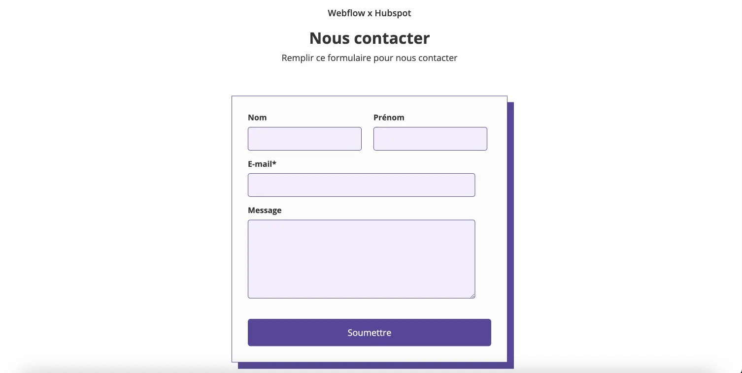 Formulaire Hubspot Personnalisé grâce à Webflow