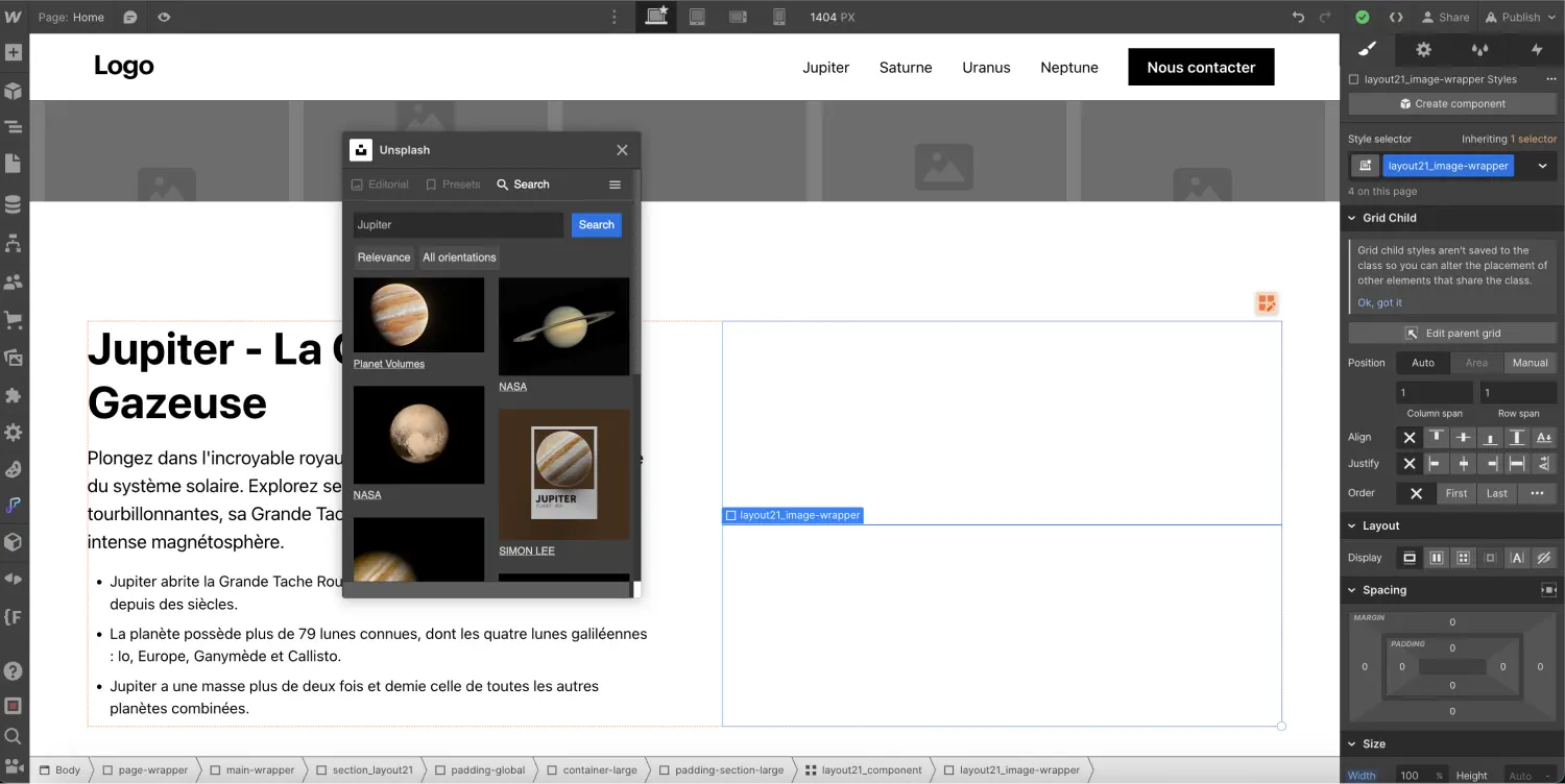 Selecting a div to add an unsplash image