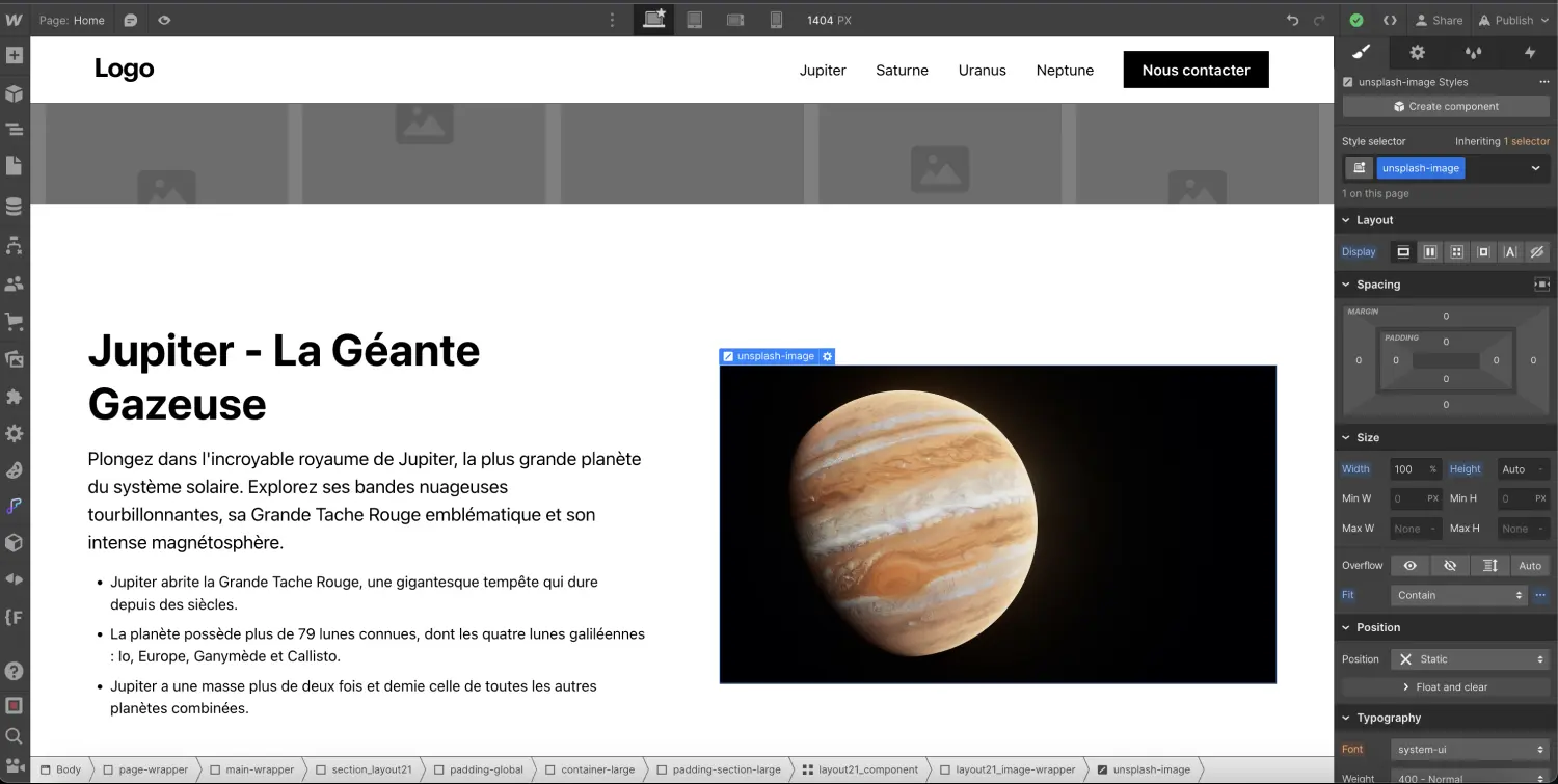 unsplash image added to div