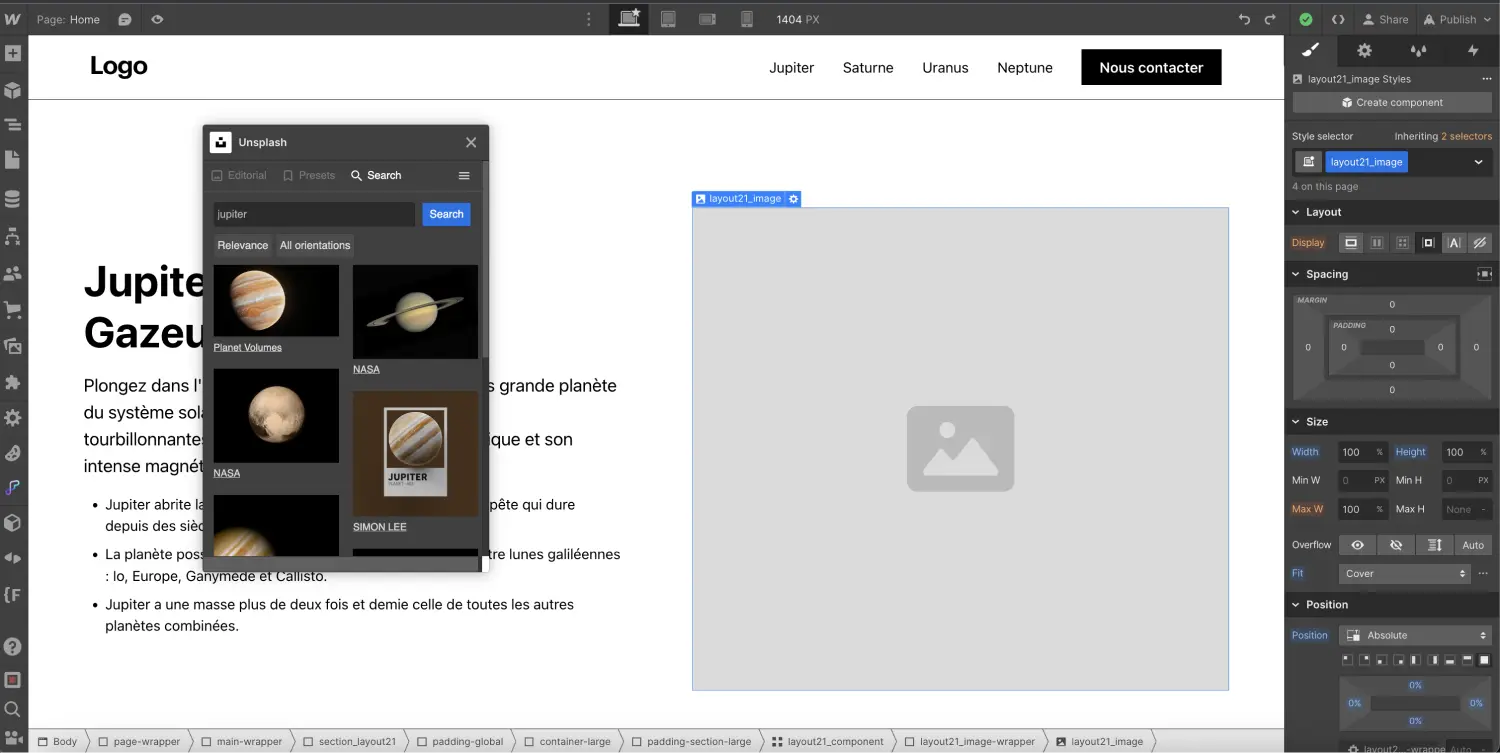 Selecting an image to replace with an unsplash image