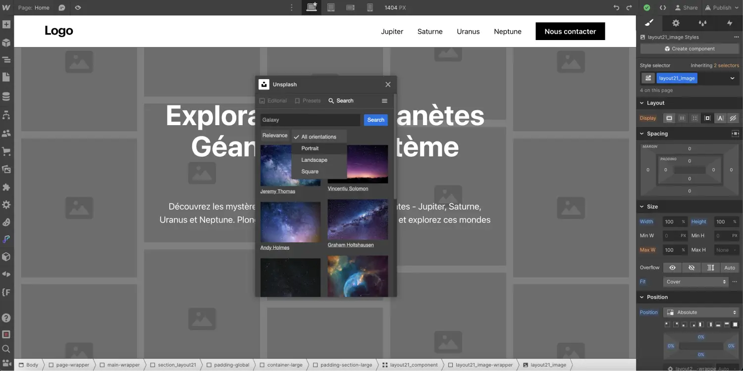 Search and sort images unsplash app webflow