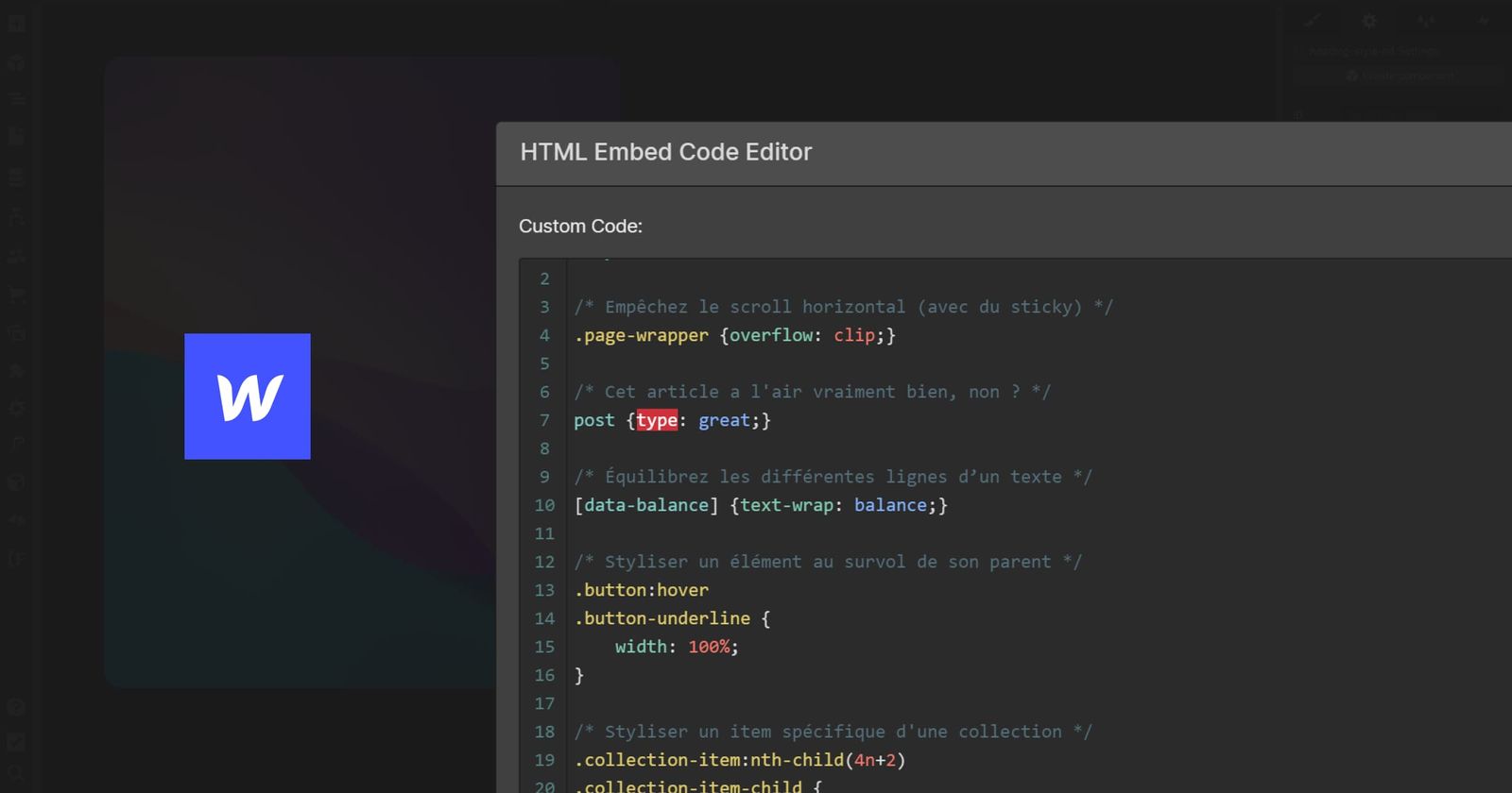 7 useful CSS custom codes to enhance your Webflow projects