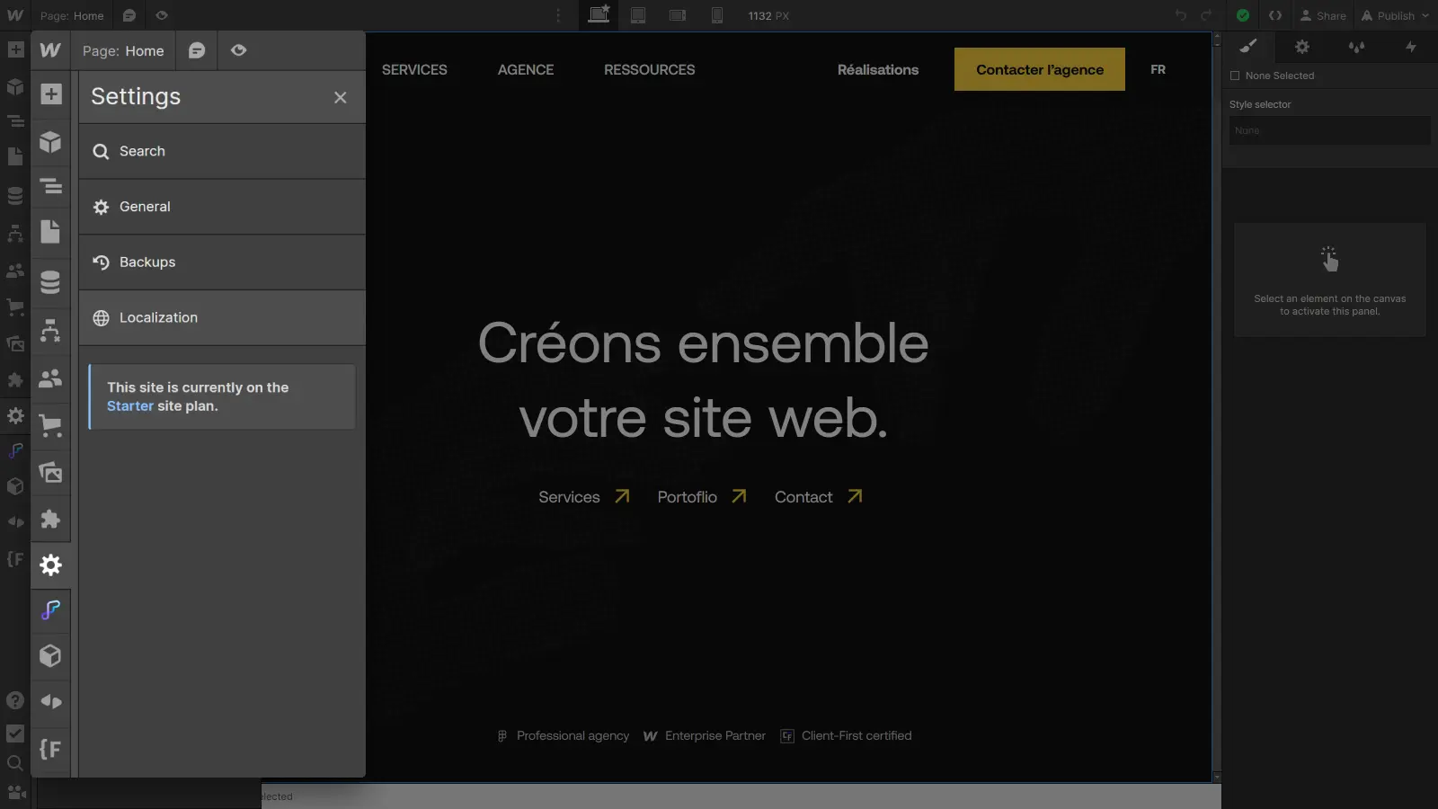 Webflow Localization, paramètres