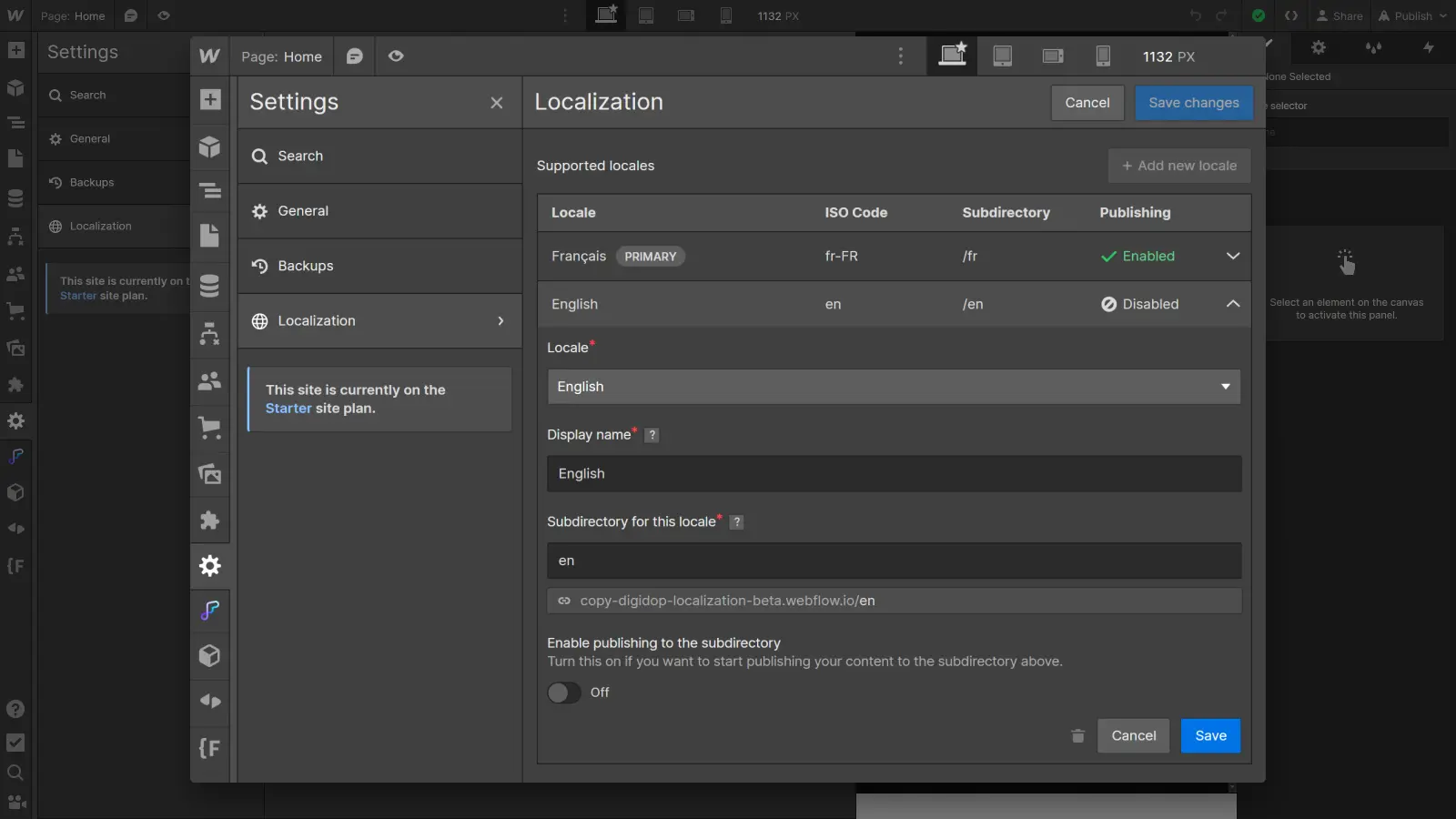 Webflow Localization, secondary languages