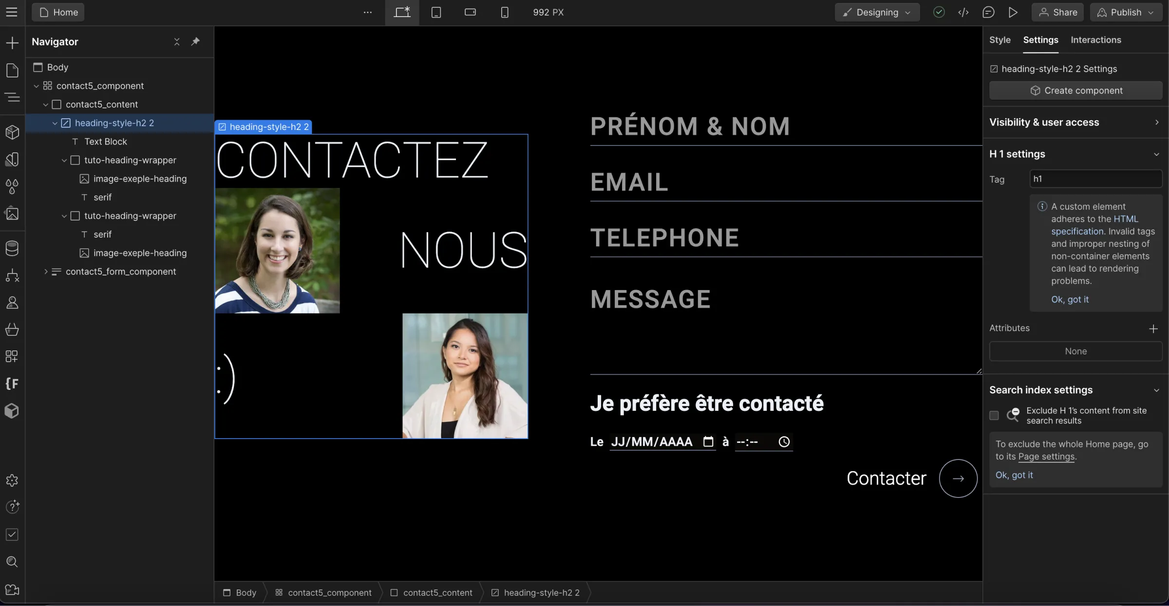 Create an SEO-friendly H1 with Webflow's custom element
