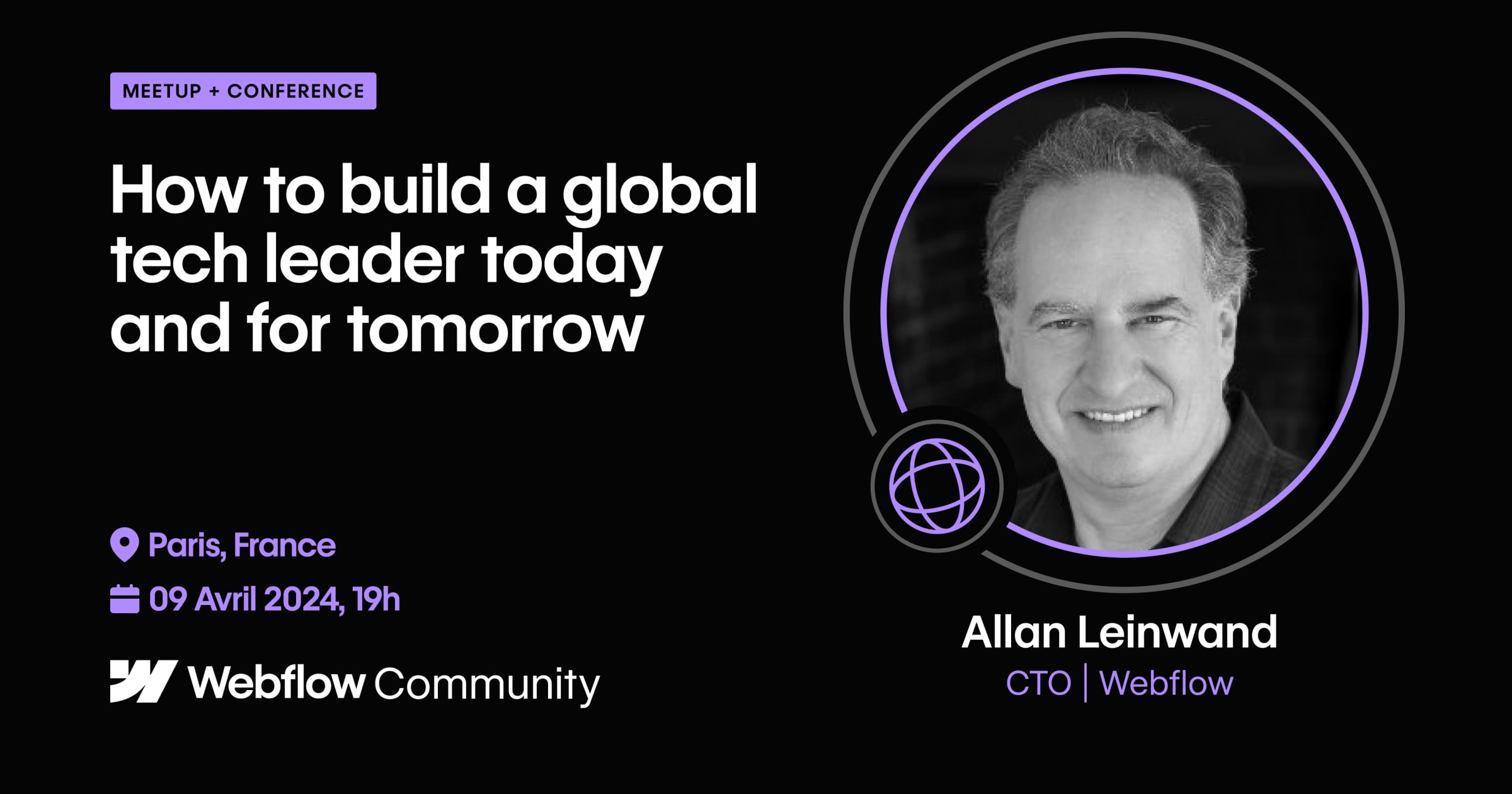 Thumbnail with Webflow event information x Flomodia with Webflow CTO
