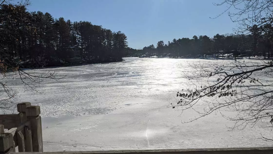 Sun Glare Reflecting Off The Ice