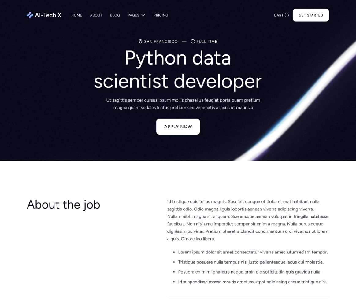 AI-Tech X - Career Single Page - Artificial Intelligence Technology Webflow Template
