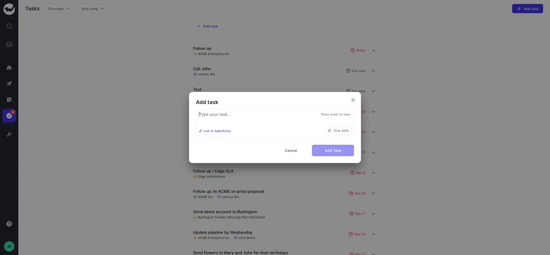 assign tasks in bulk salesforce Creating a new task in Weflow