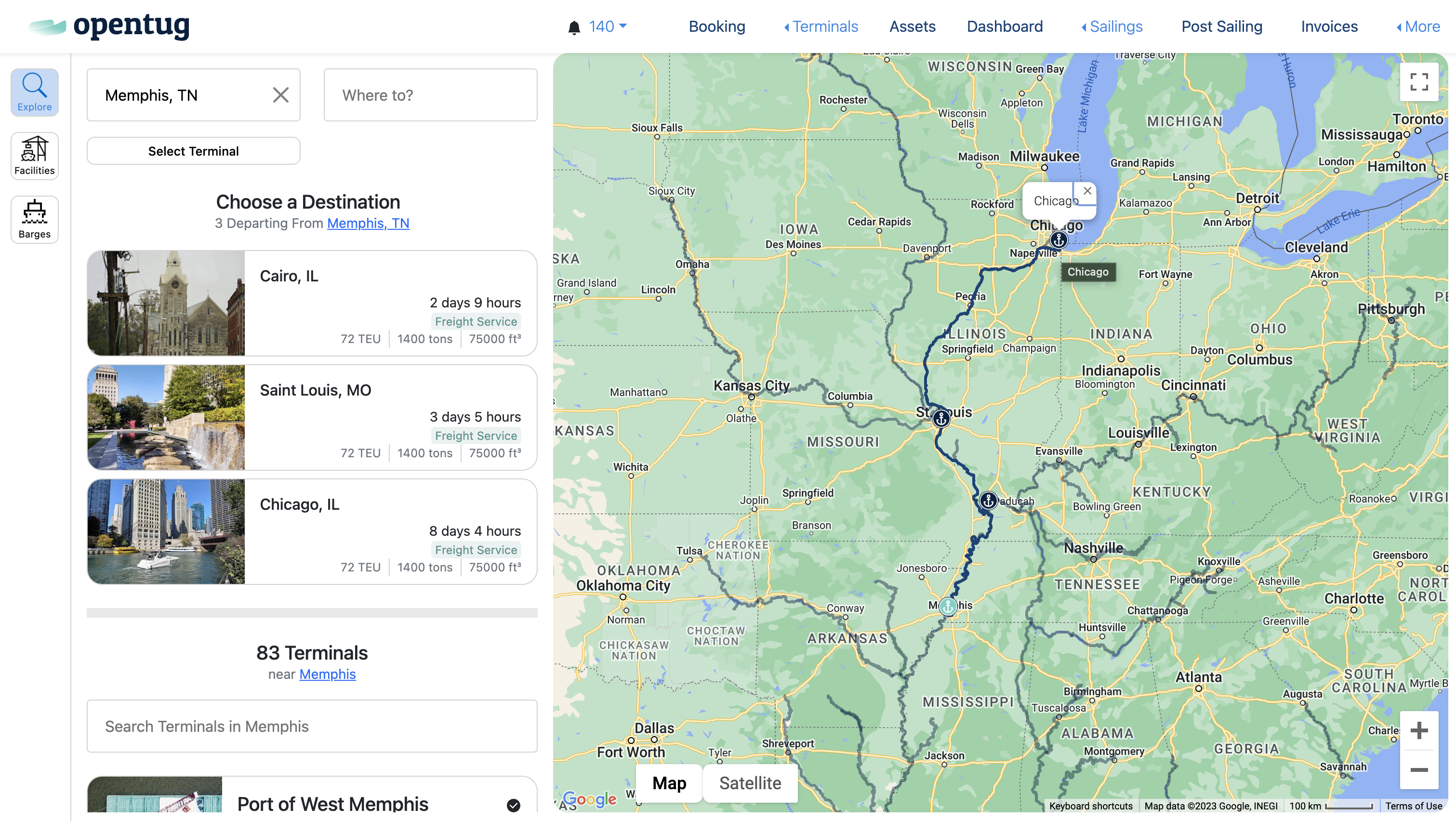 Shipment requests from Memphis on OpenTug