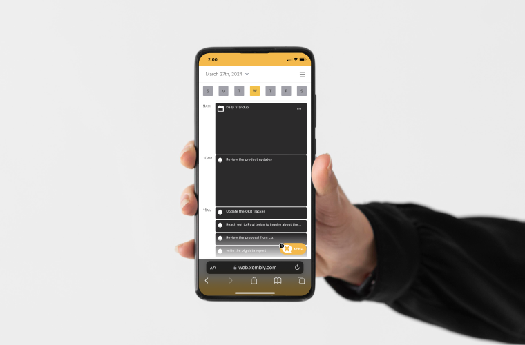 Xembly Web App on mobile device