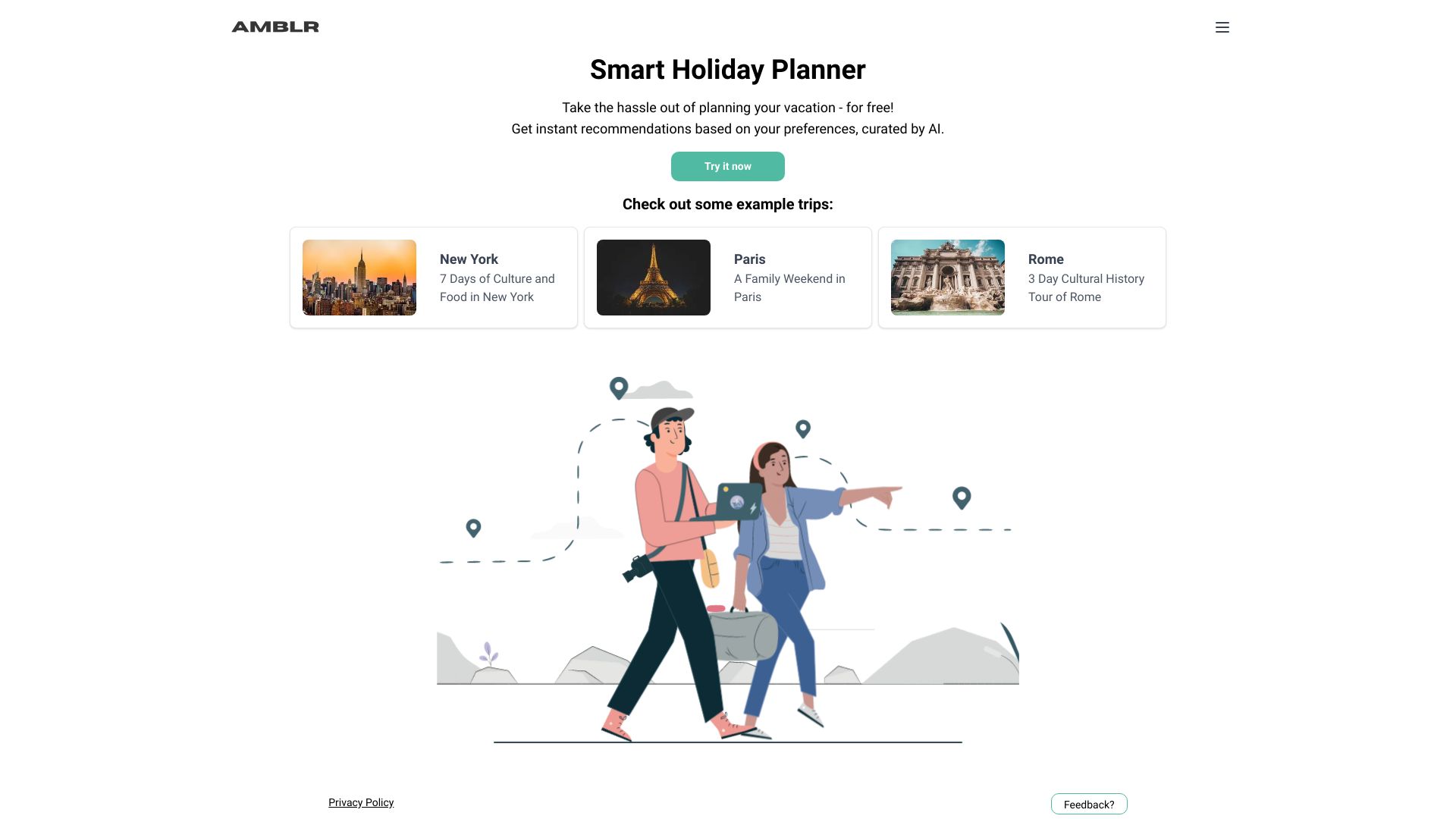 AMBLR AI Travel Planner Personalized travel planning redefined with