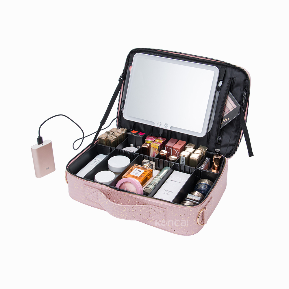 Portable Makeup Case Bag With Led Light Mirror