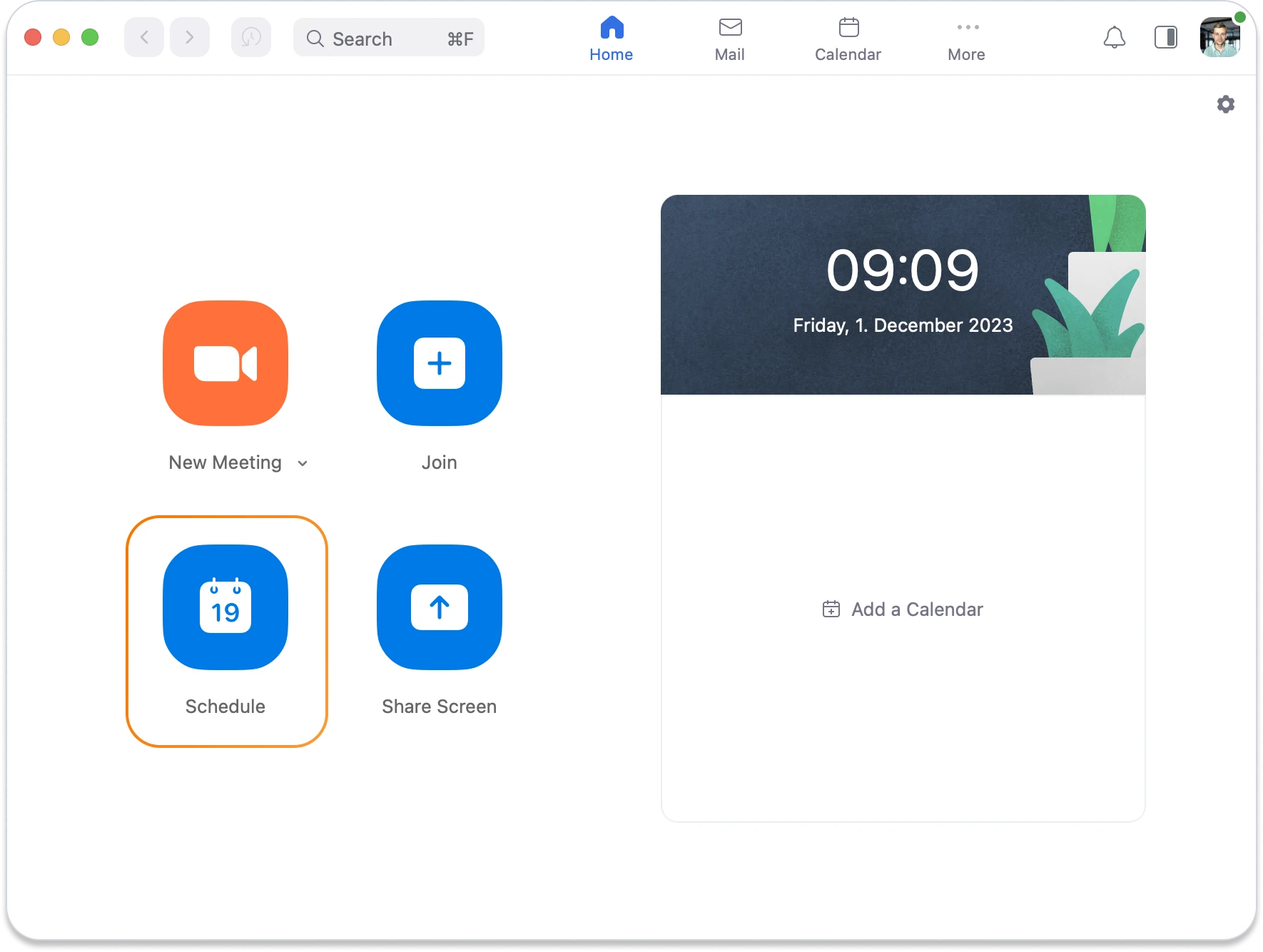 Schedule within the Zoom App