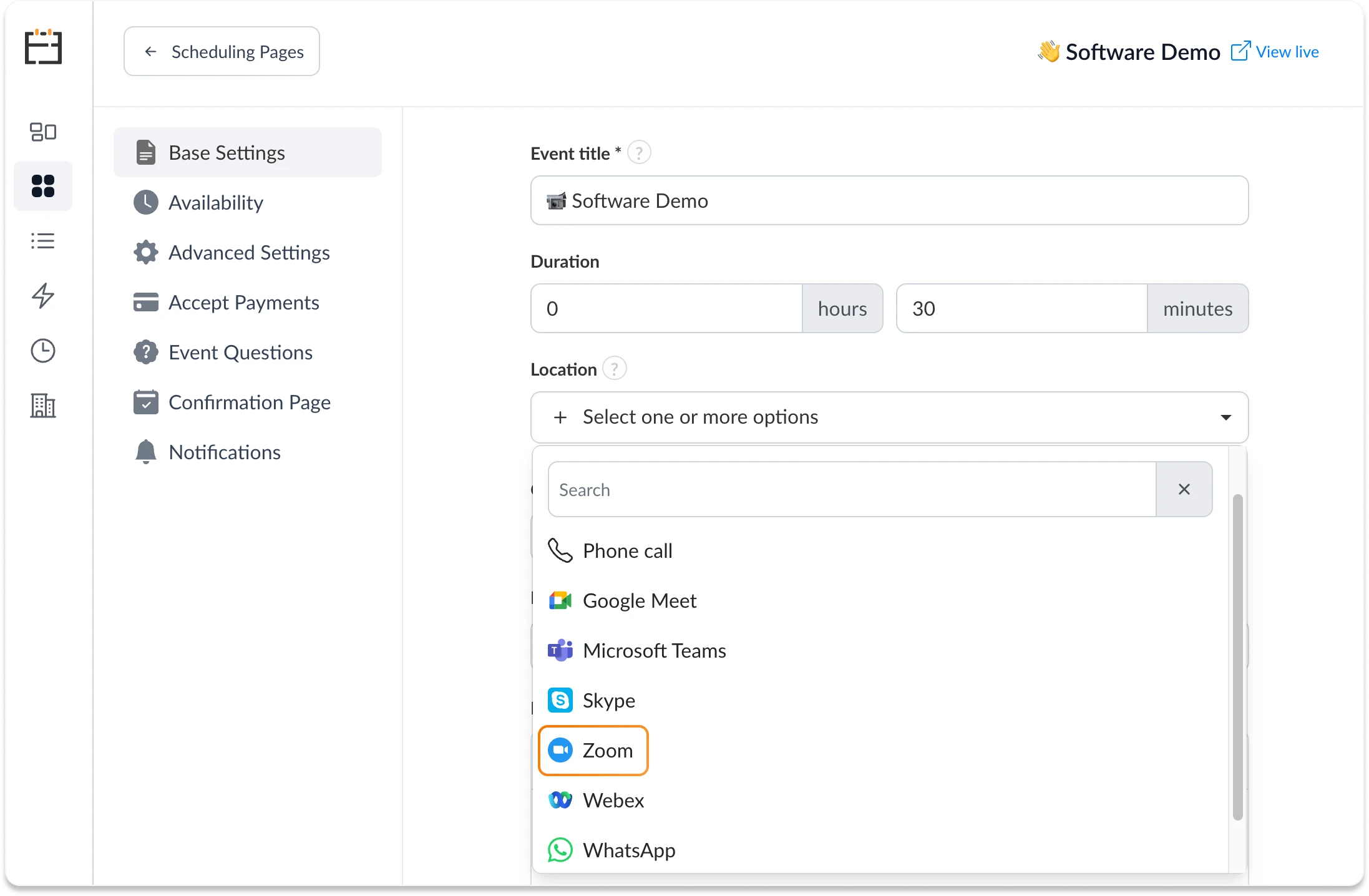 Configure your Zeeg meeting location