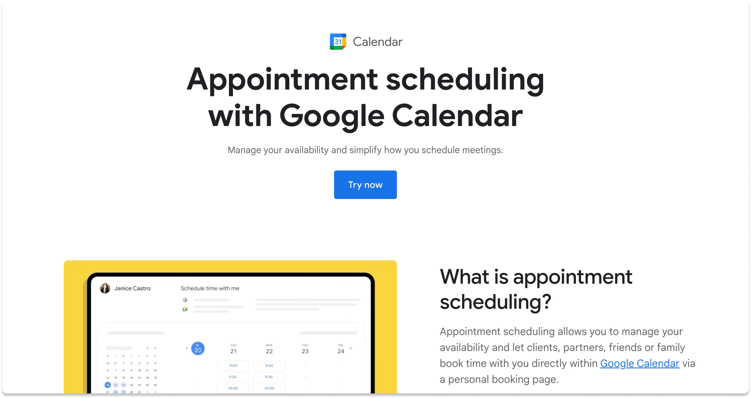 Google Calendar Appointment Scheduler Website