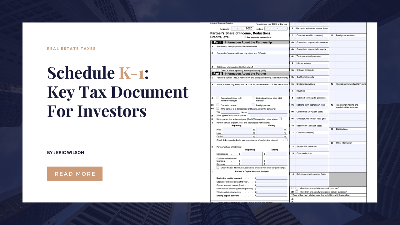 Schedule K-1: A Key Tax Document for Private Real Estate Investors
