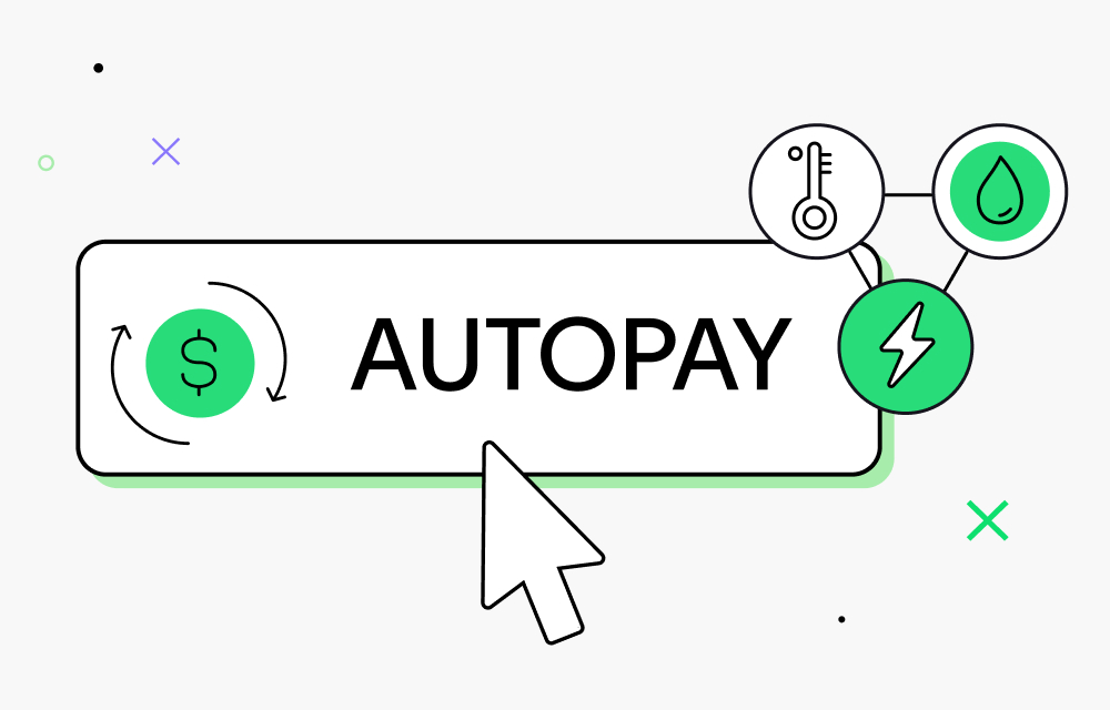 Um cursor passa sobre um ícone que diz autopay (pagamento automático).