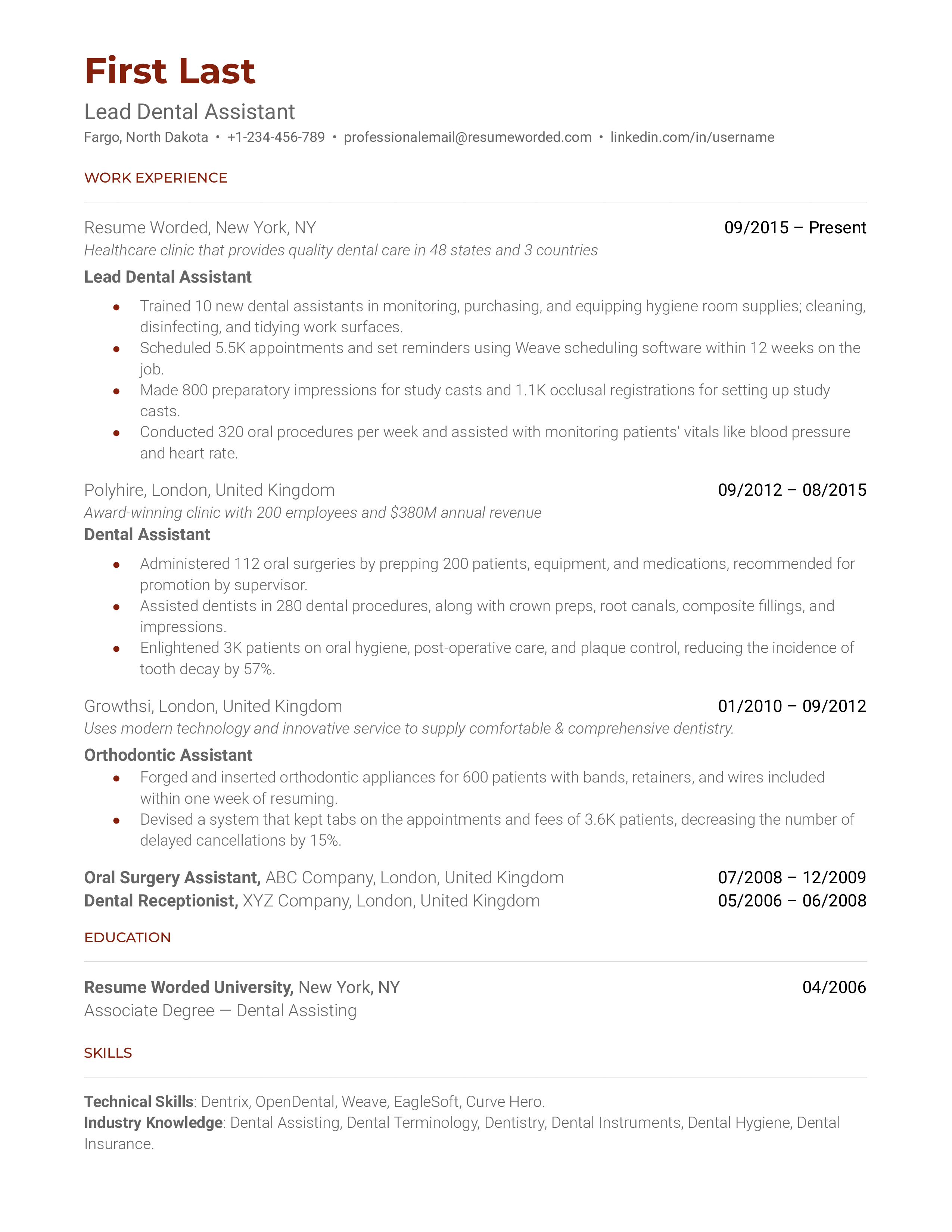 Lead Dental Assistant