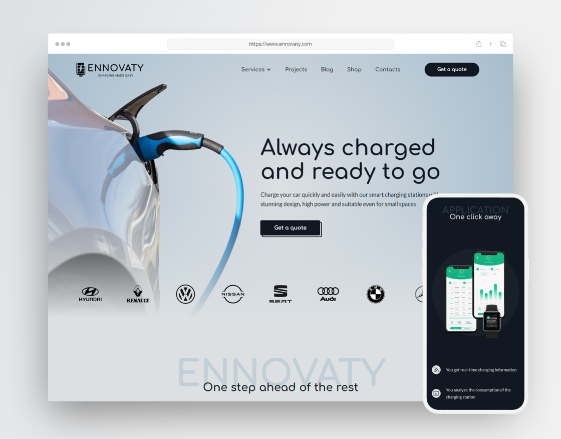 Ennovaty website overview on desktop and mobile